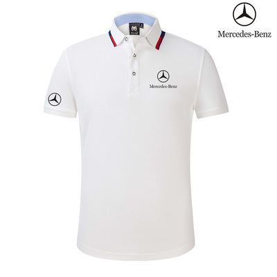 2022 Polo Mercedes Benz Coton Col Contrasté Logo sur la manche Droite Homme